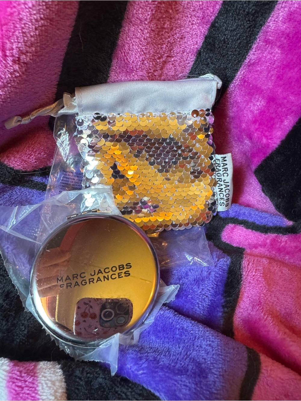 Marc Jacobs Compact Mirror with Sequin Pouch